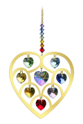 CHAKRA Crystals in Large Gold Heart Mobile Sun-catcher Valentine's Day Box Gift by Wild Things Gifts