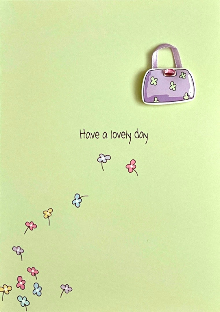 Cousin Happy Birthday Card 3D Handcrafted Embellished Handbag Teddy Bear Design