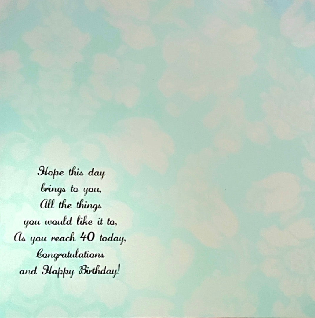 40 Today Happy 40th Birthday Large Card for Her - 3D Hand-finished Pretty Presents Gifts