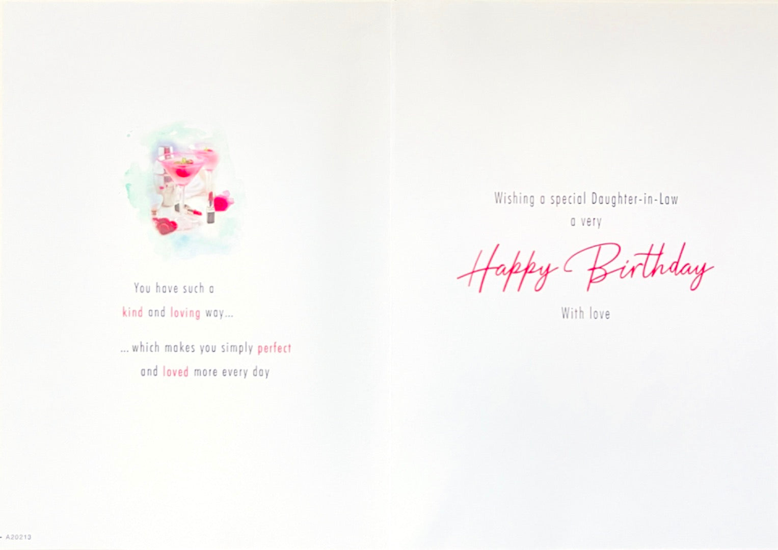 Lovely Daughter-in-Law Happy Birthday Card Special Words Cocktails Bar & Lipstick