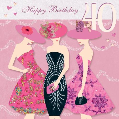 Happy Birthday 40th Glittered Greeting Card