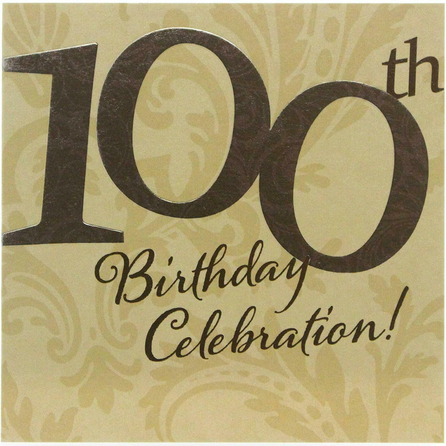 100th Birthday Celebration Blank Greeting Card with Foiled Embossed