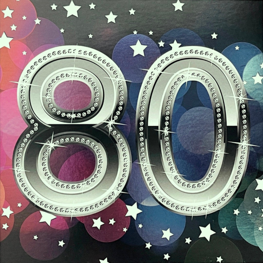 80th Foiled Finished Happy Birthday Card