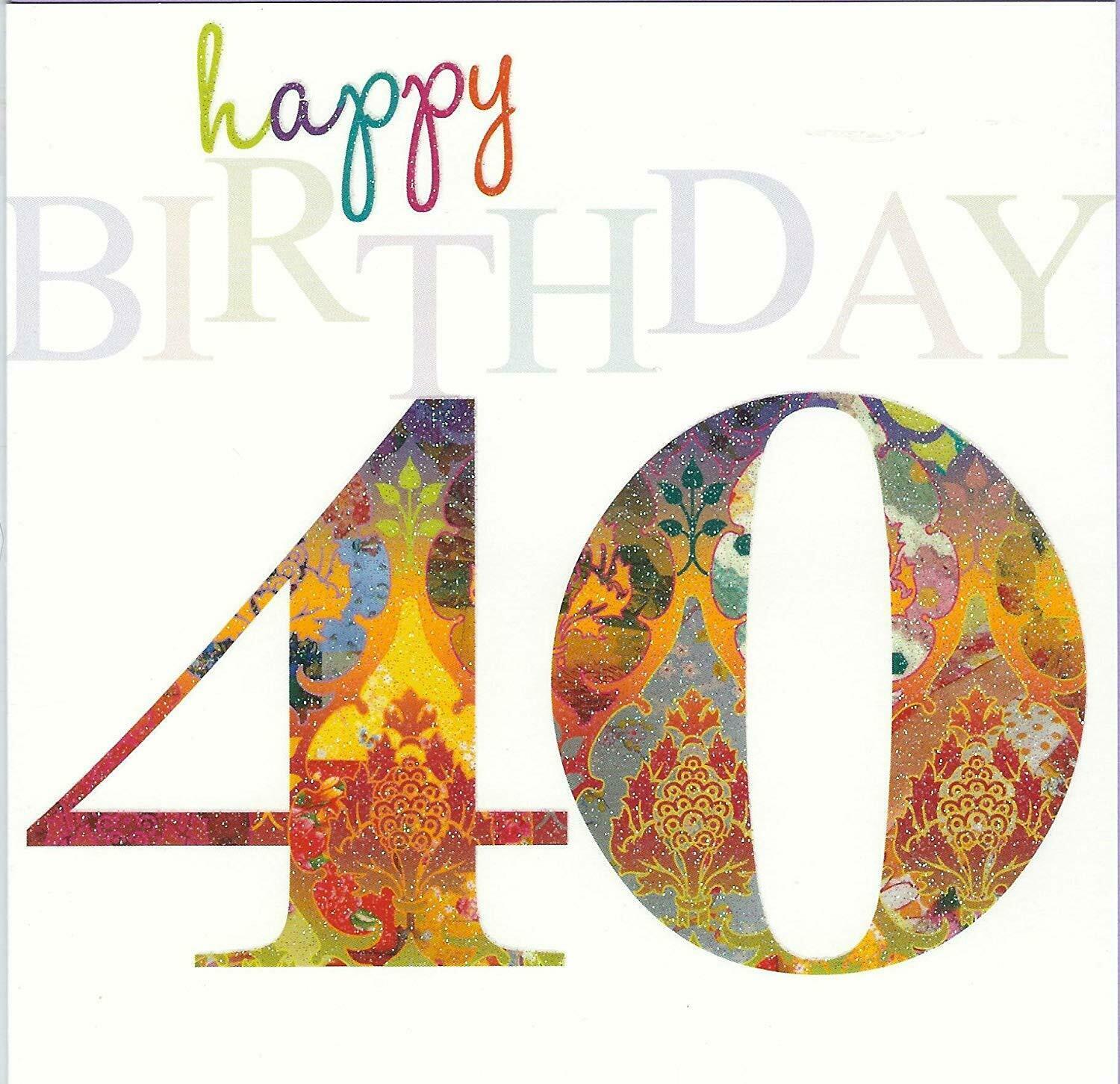 40th Happy Birthday 40 Blank Greeting Card Milestone Age 40