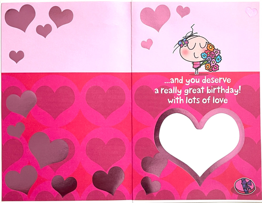 For My Amazing Best Mum Large Birthday Card with 'Loved to bits' Badge Gift - Cute Art Flowers and Gift Wigwam