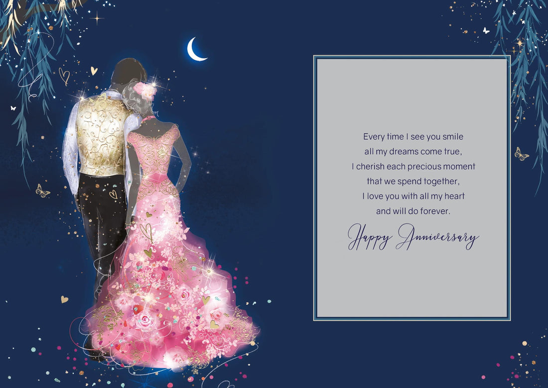 On Our Anniversary Luxury Greeting Card with Gold Foil Detailing & Gold Envelope