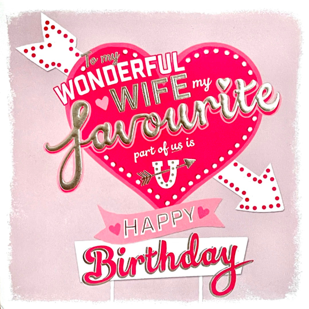 Wonderful Wife My Favourite Part of us Is U Happy Birthday Card Love Struck Heart
