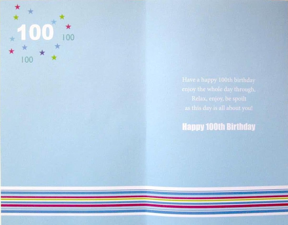 Happy 100th Birthday Card 100 Years Young Today Congratulations Best Wishes Enjoy Relax