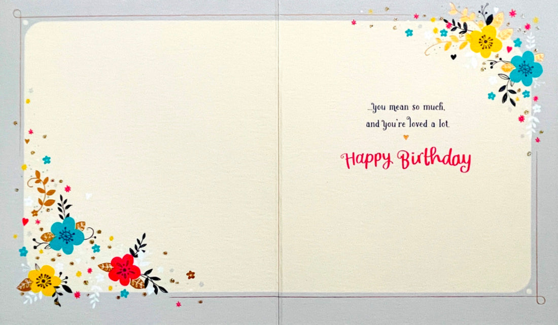 Nana You're Amazing Happy Birthday Card Pretty Birds and Flower Glitter Foil Art