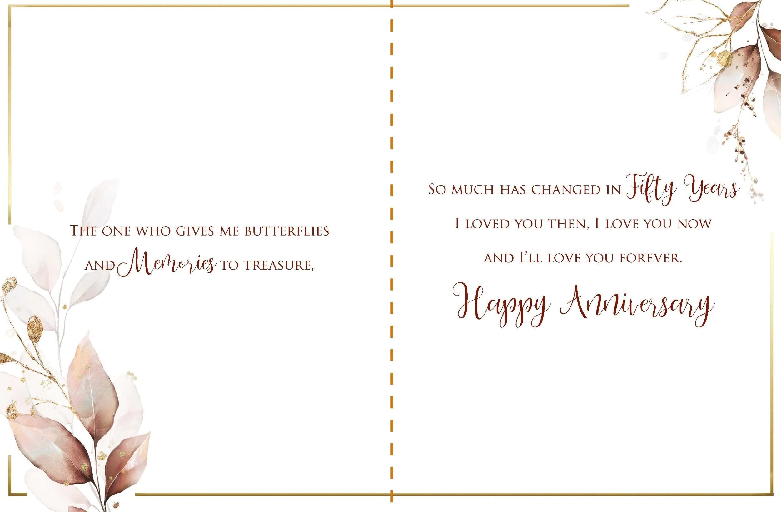 Husband On Our Golden Anniversary 6 Verse Booklet Insert Luxury Greeting Card - Cherished Keepsake