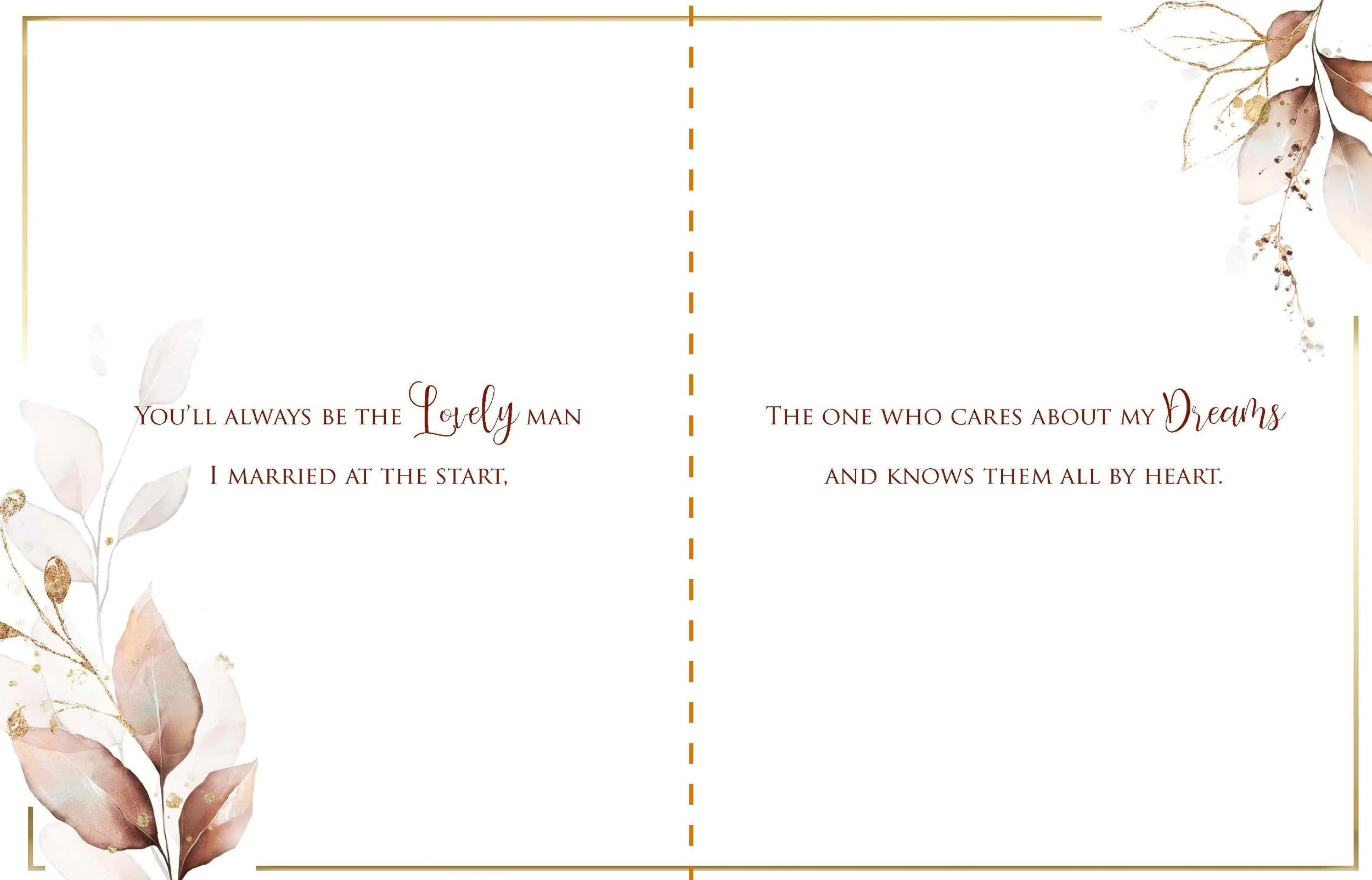 Husband On Our Golden Anniversary 6 Verse Booklet Insert Luxury Greeting Card - Cherished Keepsake