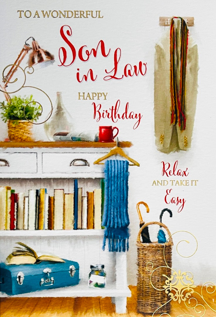 Wonderful Son-In-Law Happy Birthday Card Relax and Take It Easy Cosy Home Watercolour