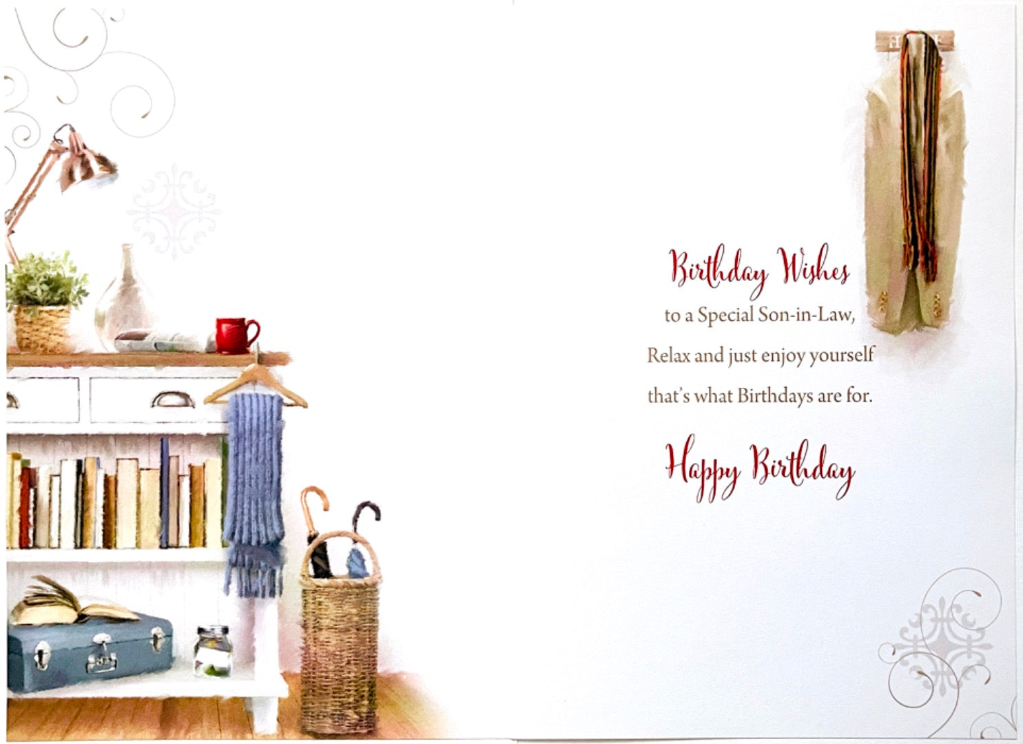 Wonderful Son-In-Law Happy Birthday Card Relax and Take It Easy Cosy Home Watercolour