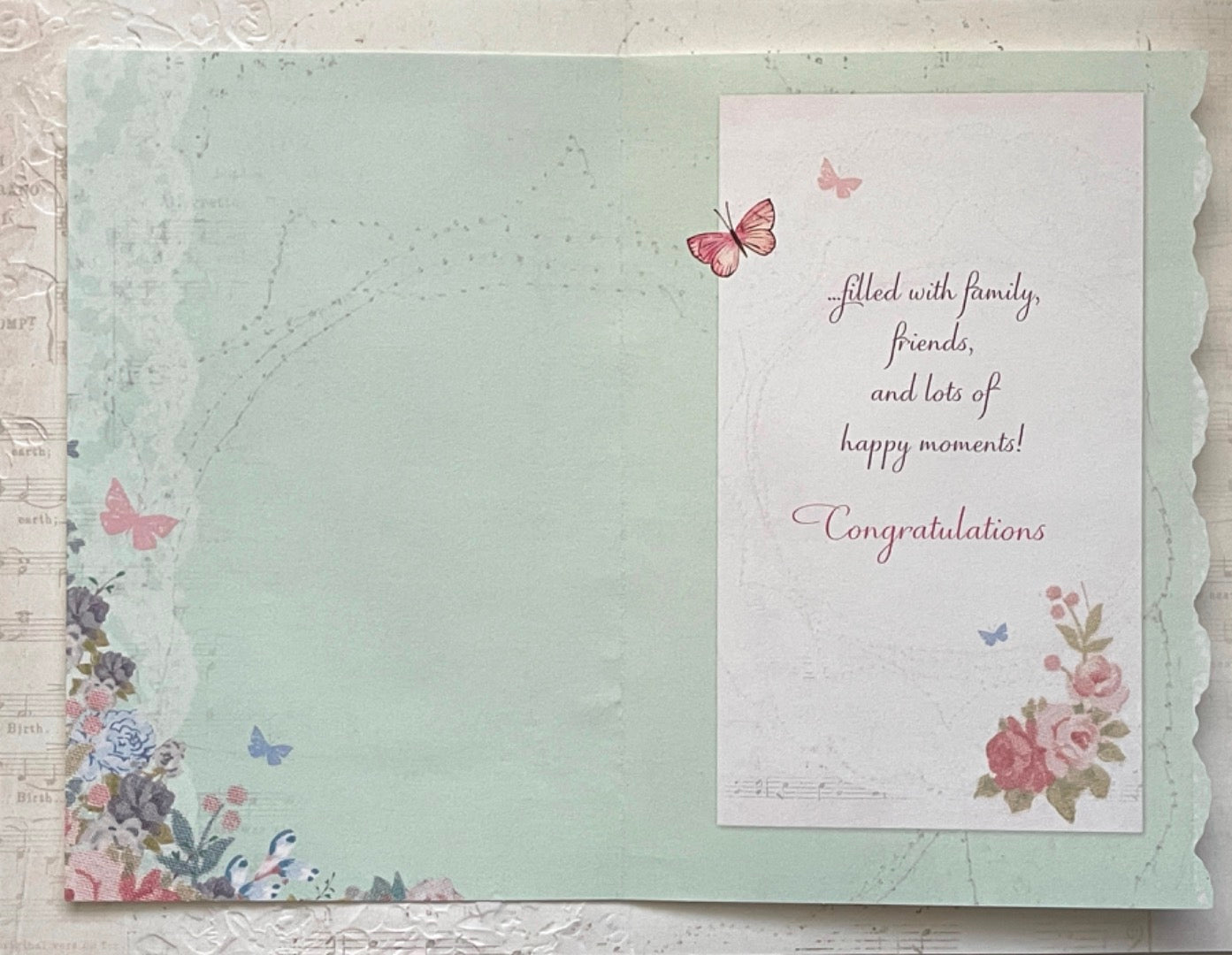 65th Birthday Card Family Friends Happy Moments Congratulations Flowers Butterfly Art