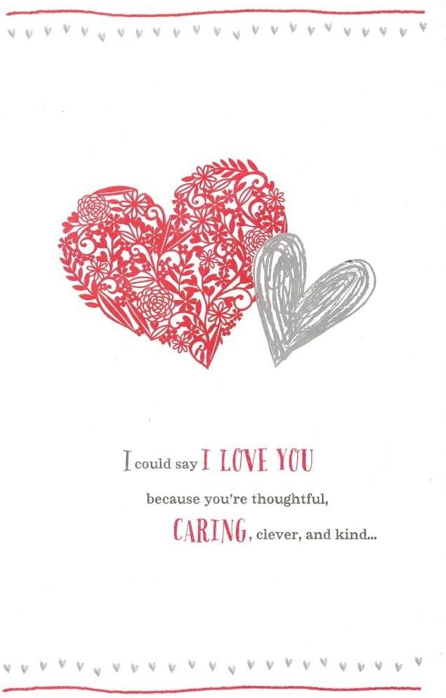 Valentine Kisses for the One I Love Valentine's Day Card Die-Cut Heart I Love You