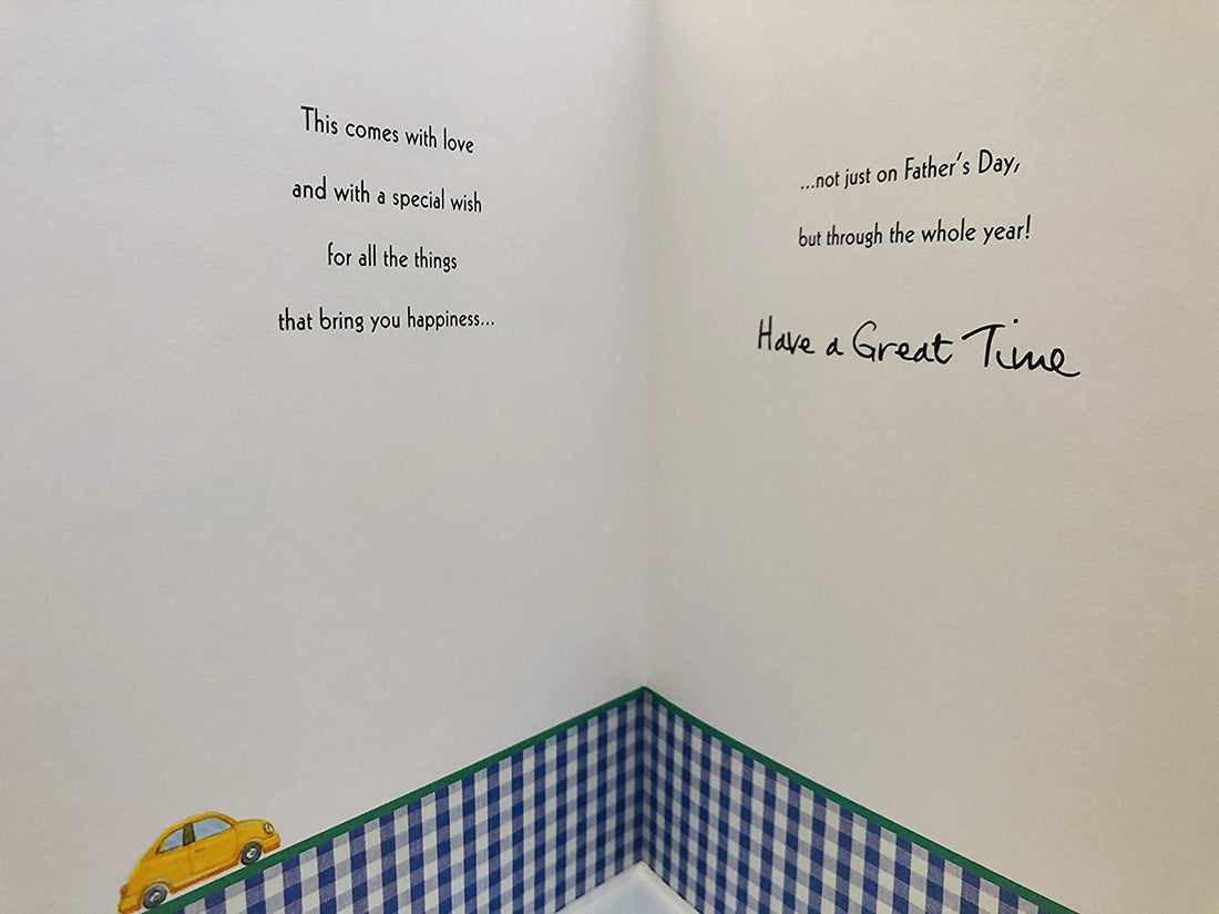 Happy Father's Day Dad Greeting Card Emboss Finish Cars with Full Colour Insert UK Greetings Card