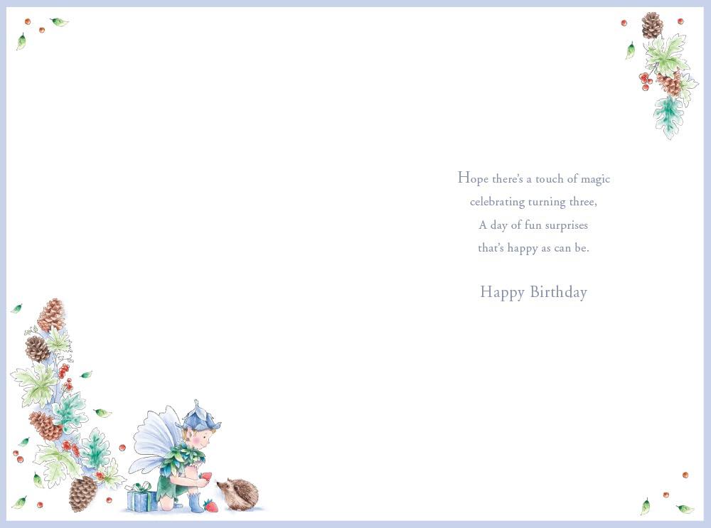 Grandson 3rd Birthday Card Age 3 Pinecone Pixie 9'' x 6'' Lovely Verse
