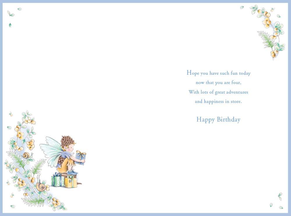 Grandson 4th Birthday Card Age 4 Berry Pixie 9'' x 6'' Lovely Verse