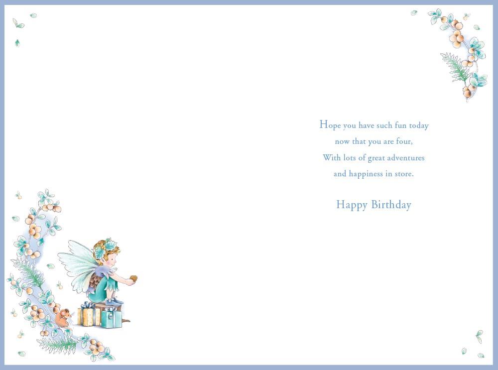 Great Grandson 4th Birthday Card Age 4 Berry Pixie 9'' x 6'' Lovely Verse
