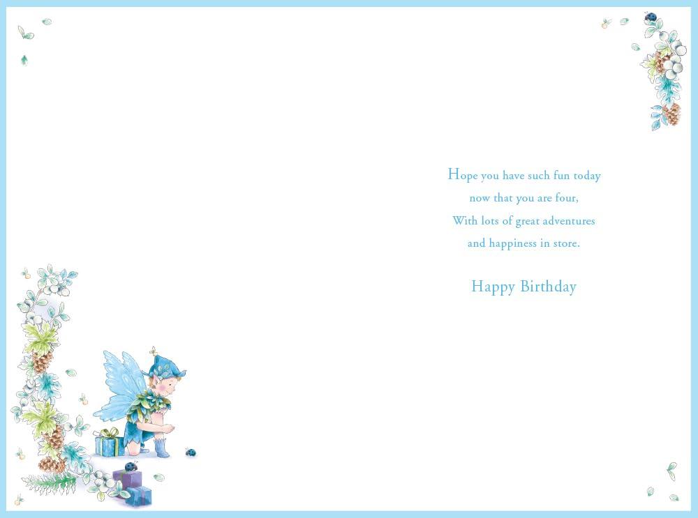 Nephew 4th Birthday Card Age 4 Pinecone Pixie 9'' x 6'' Lovely Verse