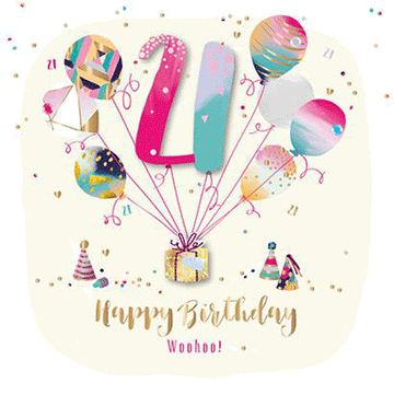 21st Happy Birthday Woohoo Luxury Hand Finished Greeting Card Party Presents Balloons & Confetti