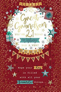 For You Great Grandson You're 21 Today Wishing You A Very Happy Birthday Beautiful Gold Foil Greeting Card