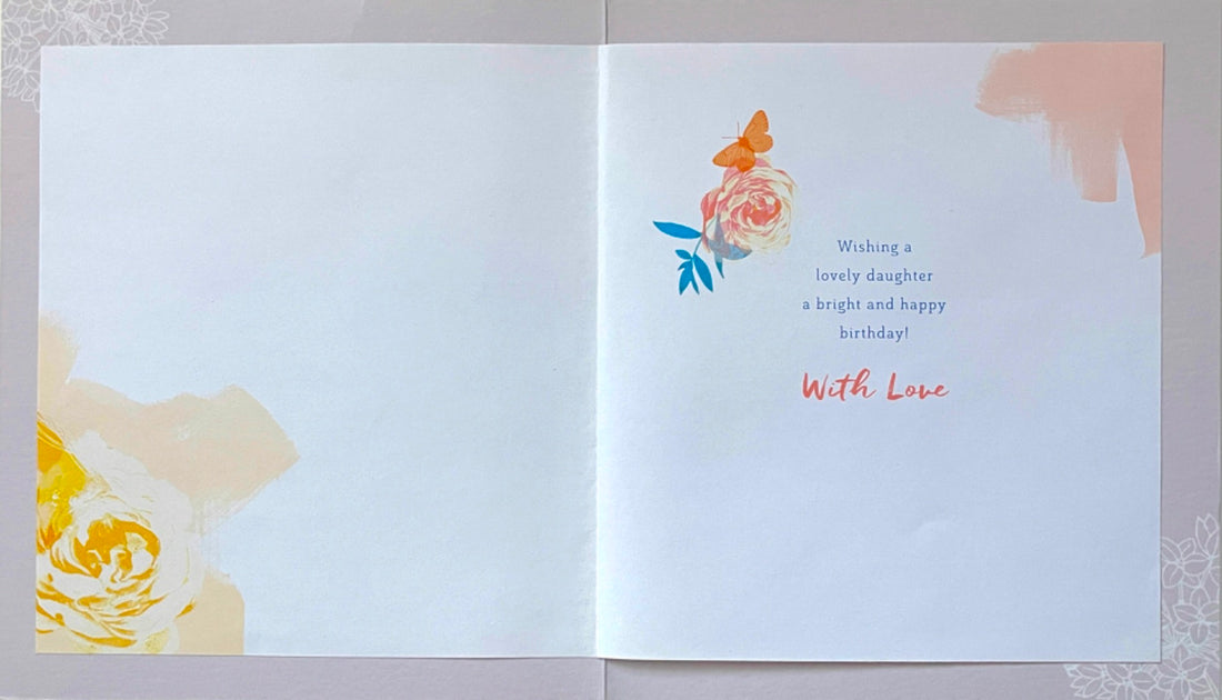 Daughter Beautiful Birthday Card Blue Dress Flower Art RHS Royal Horticultural Society
