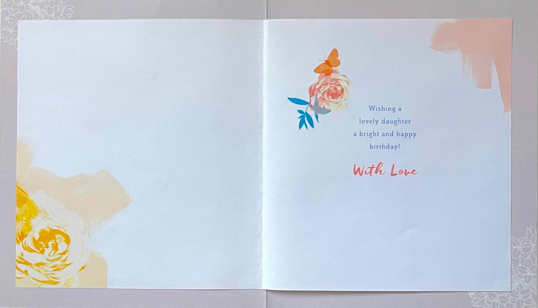 Daughter Beautiful Birthday Card Blue Dress Flower Art RHS Royal Horticultural Society