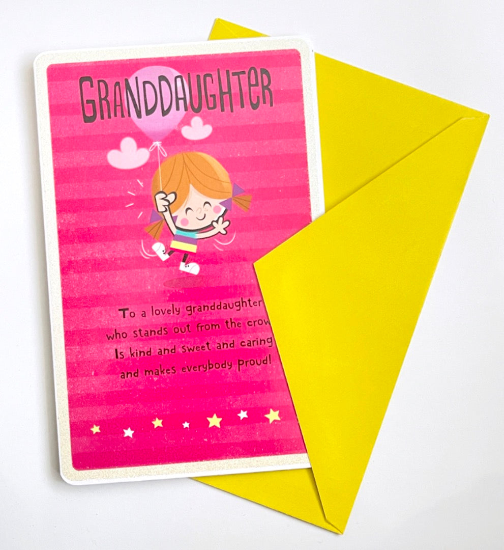 Granddaughter Happy Birthday Card Lovely Kind Sweet Caring Makes Everybody Proud Girl Balloon Art