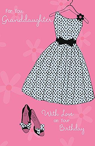 Granddaughter Birthday Card With Love Lovely Dress and Shoes Polka Dots Modern Contemporary Art