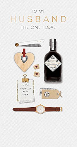 To My Husband The One I Love Happy Birthday Card - Favourite Tipple Cufflinks Watch
