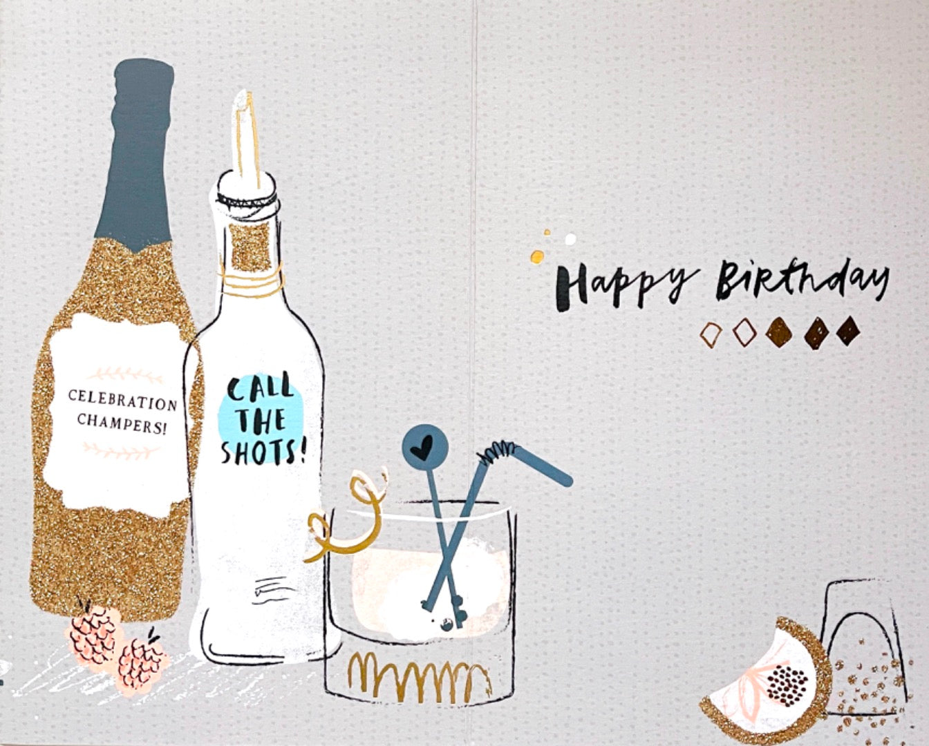 21st Happy Birthday Card Celebration Champers Call the Shots Drinks Milestone Age 21
