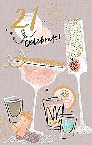 21st Happy Birthday Card Celebration Champers Call the Shots Drinks Milestone Age 21