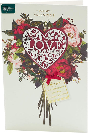 LOVE For My Valentine Floral Bouquet Romantic Valentine's Day Card - RHS