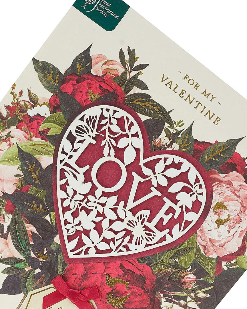 LOVE For My Valentine Floral Bouquet Romantic Valentine's Day Card - RHS