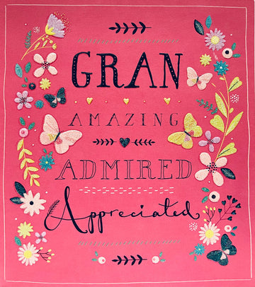 Gran Amazing Admired Appreciated Glitter Butterfly Special Mother's Day Card from Hallmark 