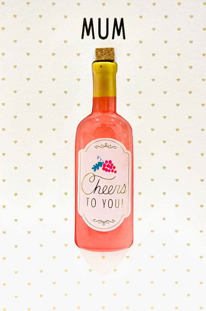 Mum Cheers To You Signature Wine Bottle with Gold Foil Finish Luxury Mother's Day Card from Hallmark 