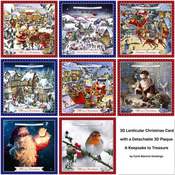 3D Lenticular Holographic Effect Classic Art Christmas Card +Detachable Keepsake