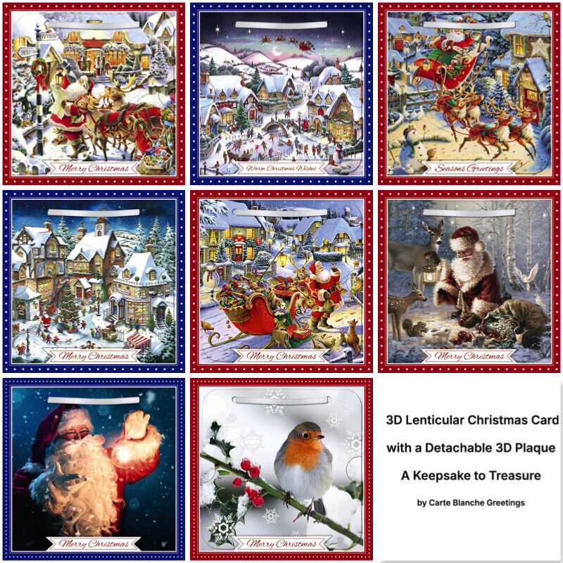 3D Lenticular Holographic Effect Classic Art Christmas Card +Detachable Keepsake