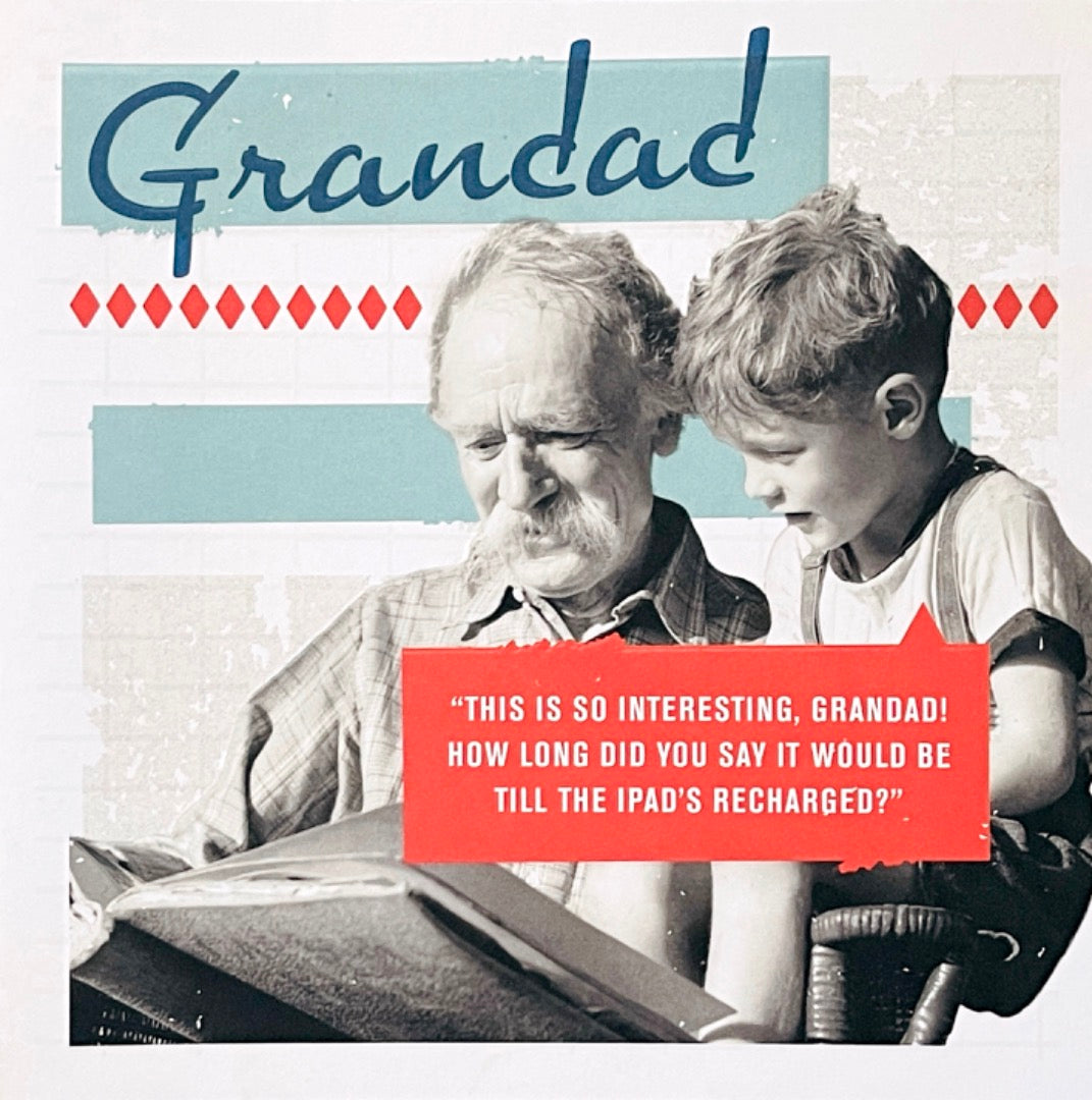 Grandad Happy Birthday Card Reading Is Interesting Till Ipad Recharged Funny Humour