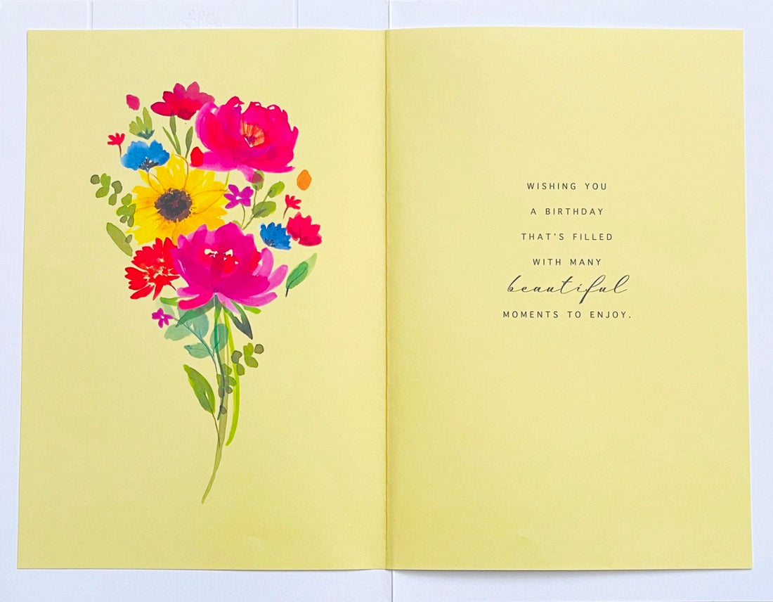 Lovely Nan Birthday Card with Special Verse Watercolour Sunflowers Art Gold Foil