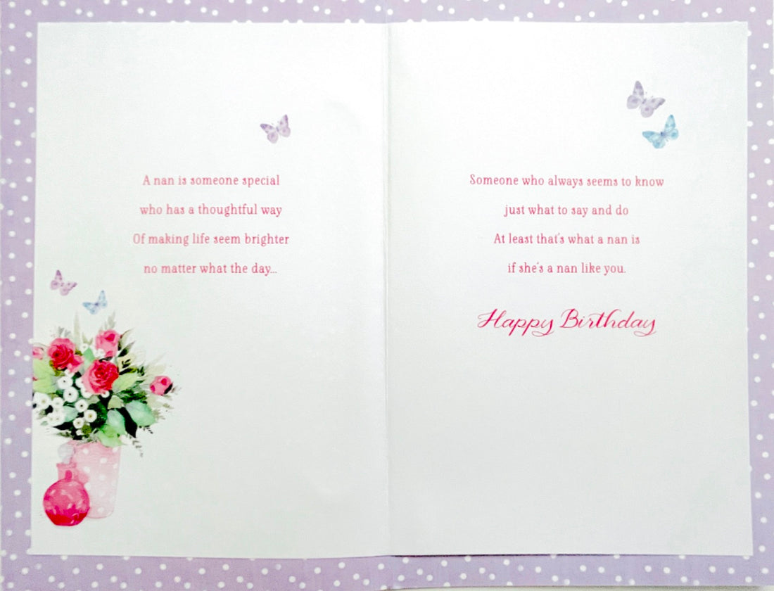 For A Special Nan Birthday Card with Lovely Verse Roses and Fragrance Watercolour Art