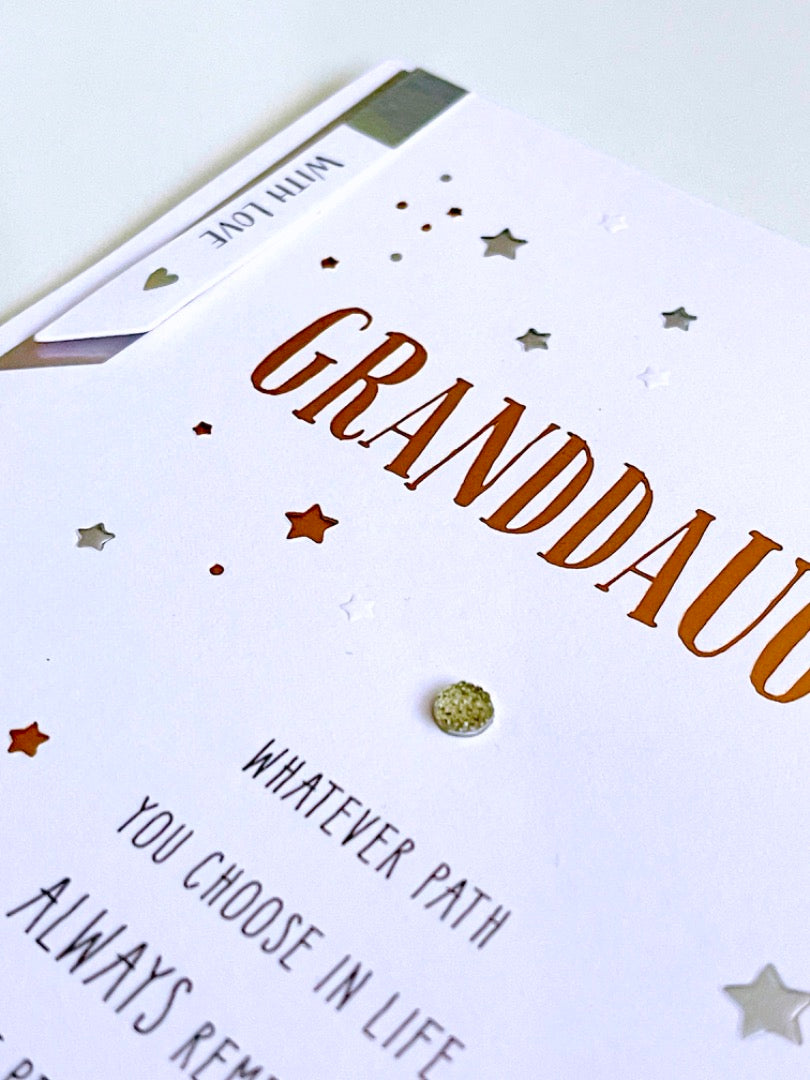 Granddaughter Birthday Card with Lovely Verse Proud of You Stars and Embellishment