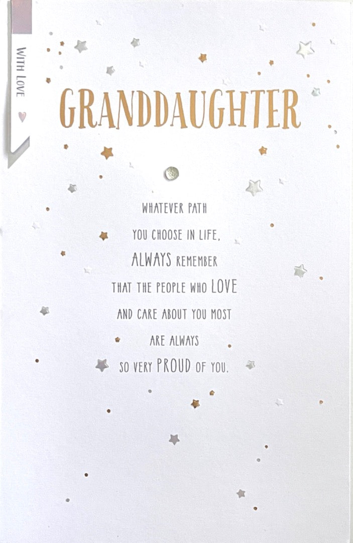 Granddaughter Birthday Card with Lovely Verse Proud of You Stars and Embellishment