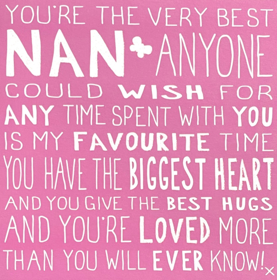You're The Very Best Nan Birthday Card With Sparkle Verse