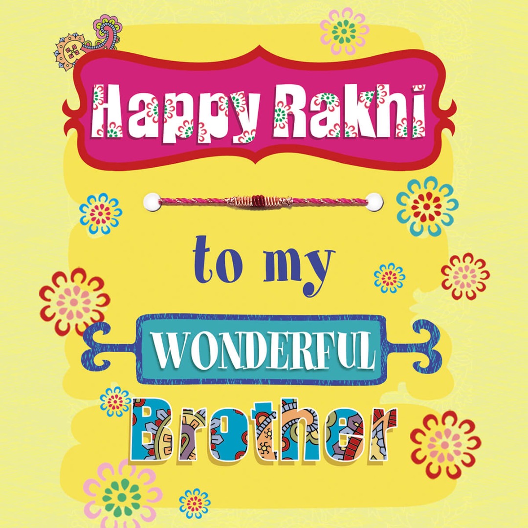 Happy Rakhi Wonderful Brother Raksha Bandhan Greeting Card with Thread Bracelet