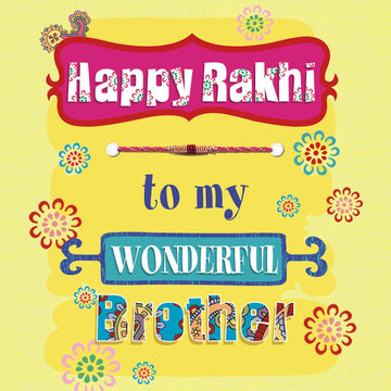 Happy Rakhi Wonderful Brother Raksha Bandhan Greeting Card with Thread Bracelet
