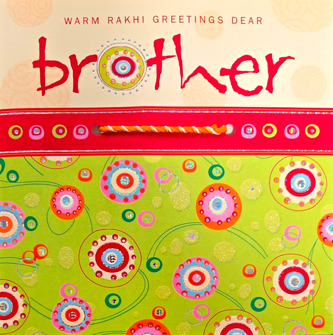 Warm Rakhi Greetings Brother Raksha Bandhan Greeting Card with Thread Bracelet & Red Envelope