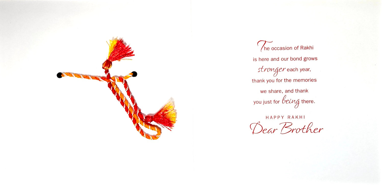 Warm Rakhi Greetings Brother Raksha Bandhan Greeting Card with Thread Bracelet & Red Envelope