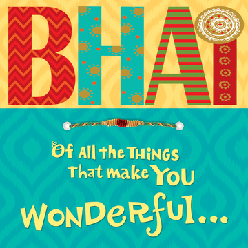 BHAI Rakhi Greetings Brother Raksha Bandhan Greeting Card with Thread Bracelet